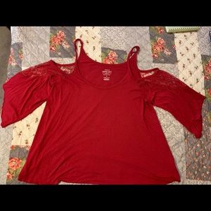Torrid Super Soft Cherry Red Cold Shoulder Top